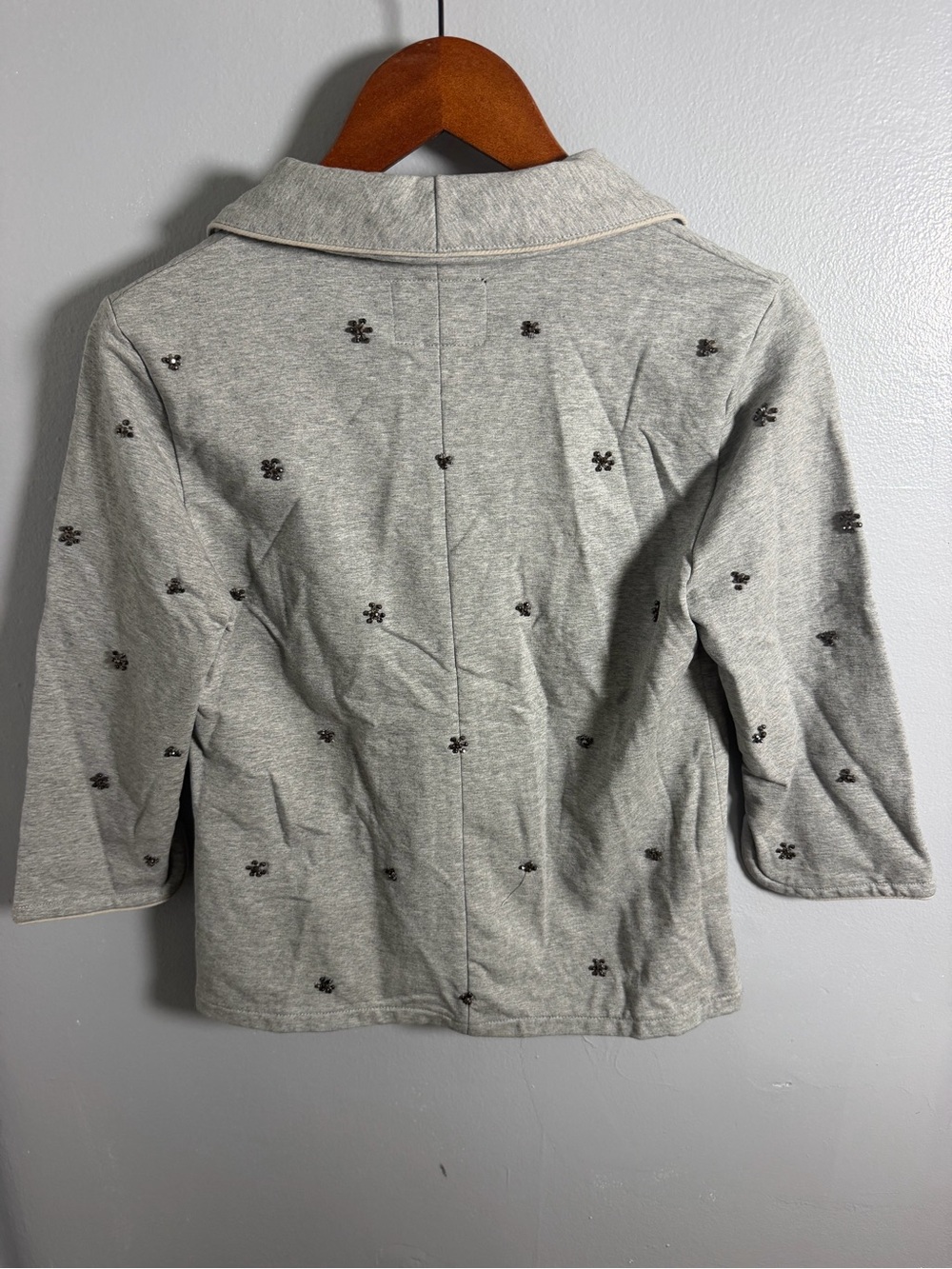 Gray Knit Blazer Jacket with Embellished Embroidery NEW - Picture 8 of 8